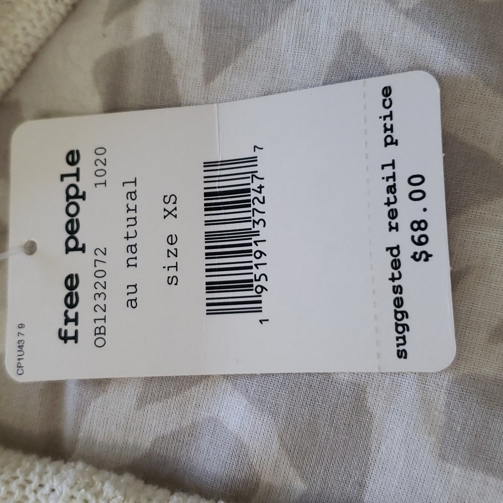 Free People Boucle Knit Ivory Ruffle Bottom Lace Insert Top - Picture 15 of 16